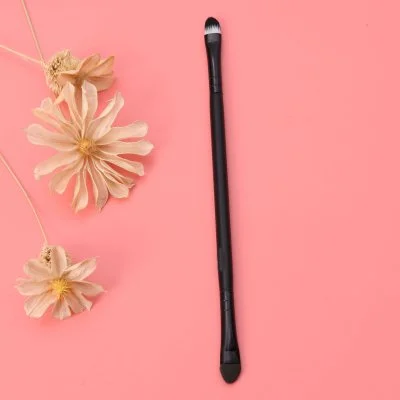 Two Sides Wood Handle Nylon Hair And Sponge Head Eyeshadow Makeup Cosmetic Brush