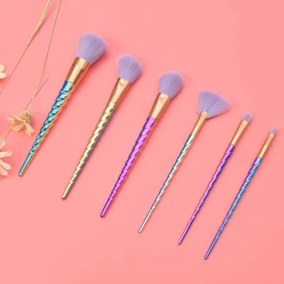 Unicorn Professional 6PC Premium Synthetic Makeup Powder Blush Foundation Eyeshadow Lip Brush Set
