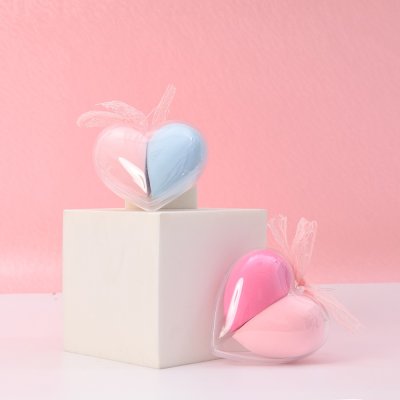 2pcs Cute Beauty Blending Makeup Sponge Set Heart Shape Muti-color 6*4cm