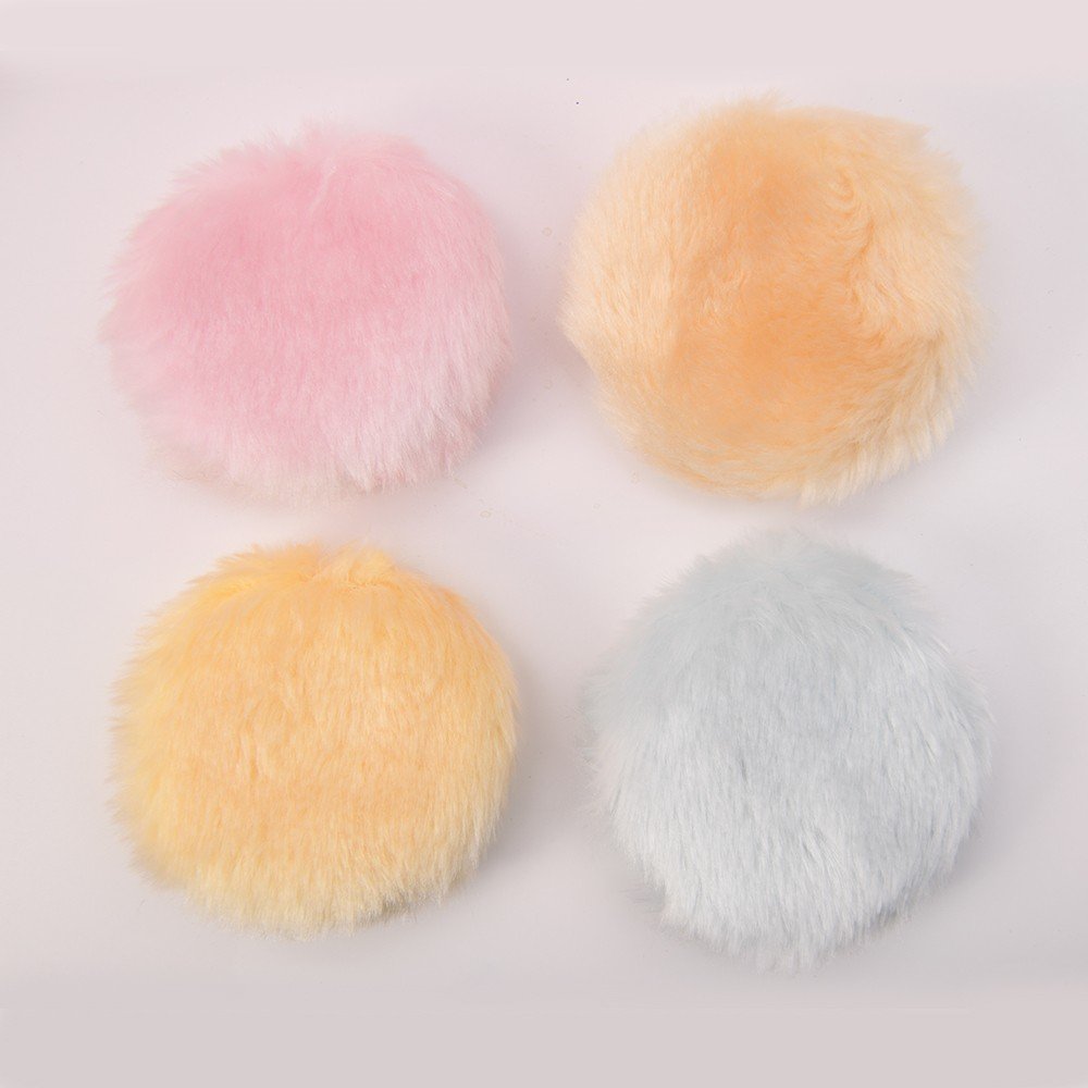 Dense Fluff Plush Cosmetic Powder Puff with Satin Ribbon Big size 10*3cm
