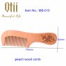 Natural Peach Wood Hair Comb Handle Carved with Daffodil Pattern MB-015-1