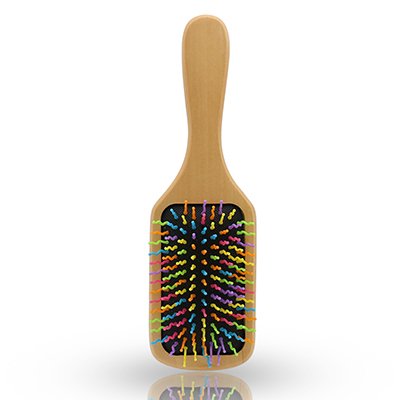 rainbow pin wooden hair brush