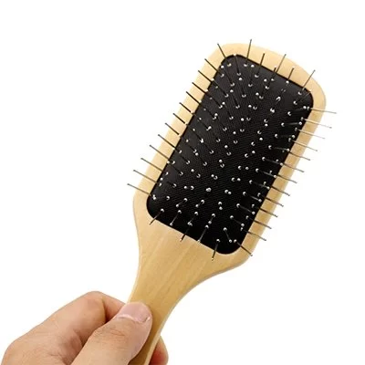 Hot Sale Natural Wooden Hair Brush with metal pin Best Quality Large Square  Cushion Wood Paddle Brush